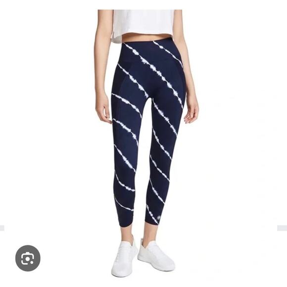 Tory Burch Sport Leggings High Rise Seamless Tie Die Stretch 7/8 NWT Medium Blue - Picture 13 of 13